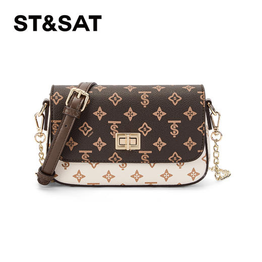 星期六时尚拼色老花斜跨单肩包SSC521A04R 商品图1