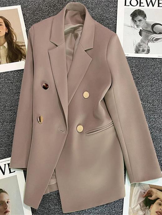 【秋季流行小西装】通勤大码金属扣西装女士外套 时尚百搭宽松休闲外套 商品图0