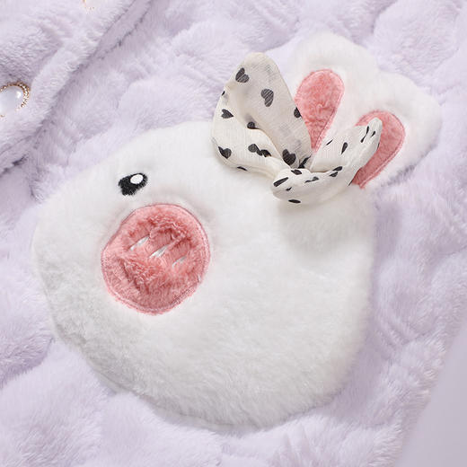 都市丽人睡衣夹棉系列长袖家居服法兰绒提花夹棉加厚女士夹棉套装LHT1P3 商品图5