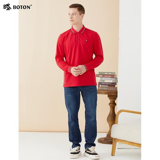 波顿【亲肤耐磨】春秋男士翻领纯色POLO长袖T恤高端休闲MT917123 商品图4