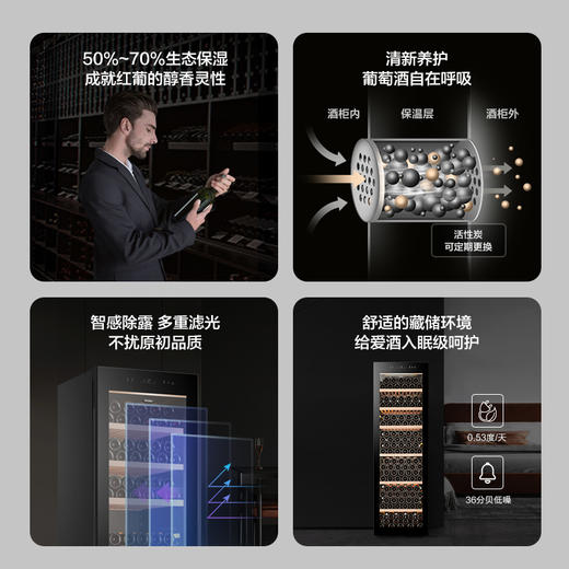 海尔（Haier）450升247瓶装一级能效家用恒温恒湿红酒柜客厅办公室嵌入式葡萄酒冷藏酒柜JC-450WGHU1以旧换新 商品图4