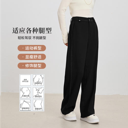 【商场同款】CNT4979“黑色美学直筒裤” 爽滑纹路细腻不起包  宽松运动休闲直筒裤型 显瘦好穿好搭 商品图7