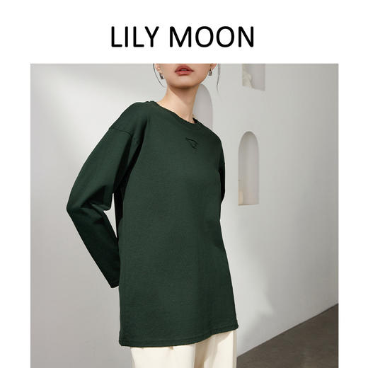 LILYMOON 水洗棉手工磨破长袖T恤男女同款情侣打底衫新疆长绒棉 商品图2