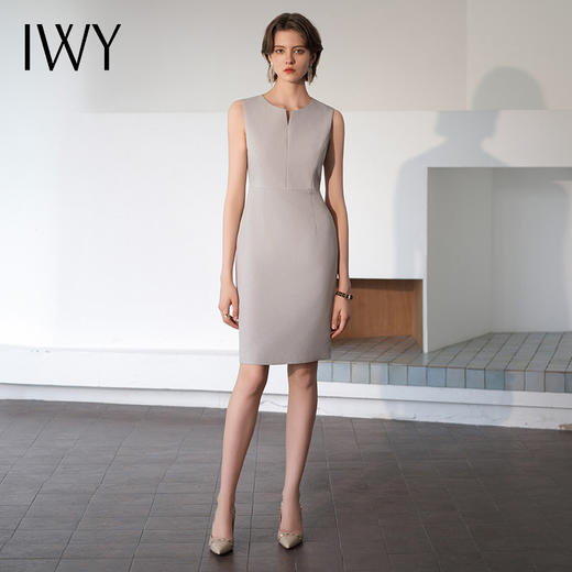 IWY/轻奢高级肌理感无袖背心连衣裙女修身内搭西装裙简约轻熟Q1206 商品图2