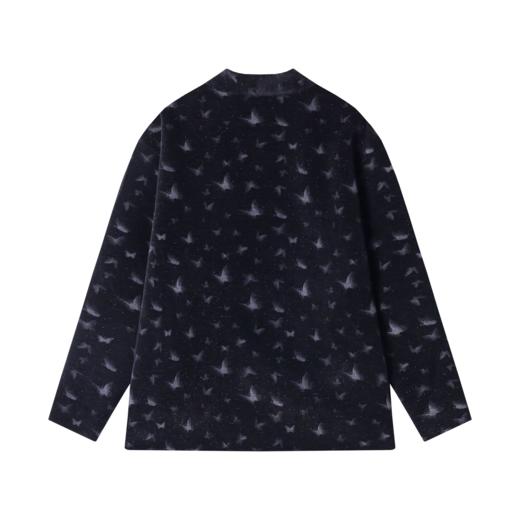 WT58秋冬季新款休闲痞帅男丝绒烫钻亮晶晶外套宽松潮流印花开衫上衣 商品图4