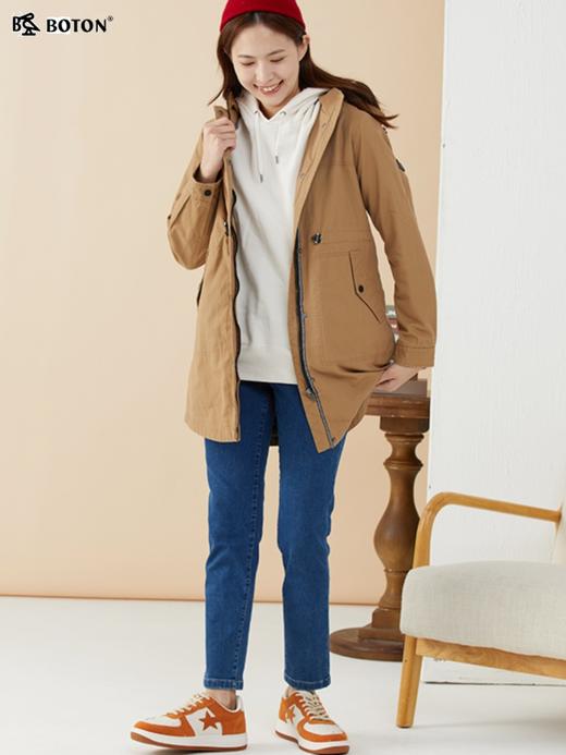 波顿牛仔裤女秋冬直筒修身显瘦中蓝色高端弹力舒适长裤子LE272322 商品图1