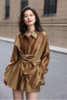 LNNNS 棕色丝质飘逸衬衫短裤套装 18462 商品缩略图0