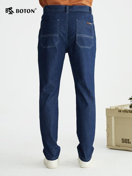 波顿春秋季薄款牛仔裤男士直筒高端棉弹舒适深蓝色夏天长裤子ME800122 商品图2