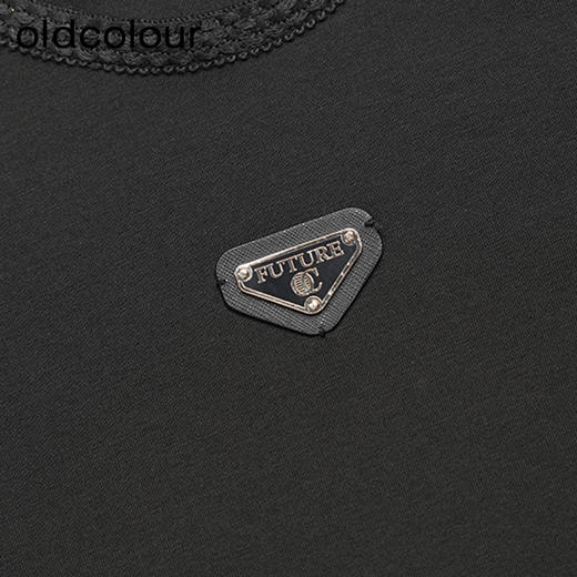 oldcolour春秋款圆领简约休闲宽松百搭中袖T恤女O13022306 商品图4