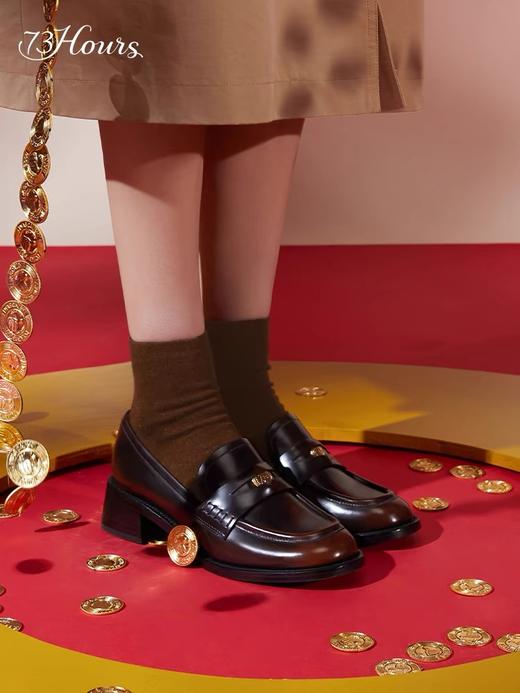 【难哄章若楠同款】73の脚踩金币平安乐福鞋 头层牛皮风笛*乐章单鞋~ 商品图1