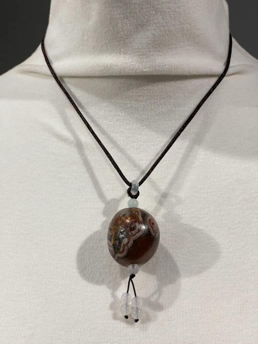 缠丝瑪瑙椭圆大珠吊坠项链，顺丰包邮 商品图2