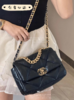 CHANEL香奈儿 19Bag 双链条 羊皮 口盖包手提包单肩斜挎包 女款 黑色（HH） 商品缩略图5