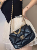 CHANEL香奈儿 19Bag 双链条 羊皮 口盖包手提包单肩斜挎包 女款 黑色（HH） 商品缩略图7