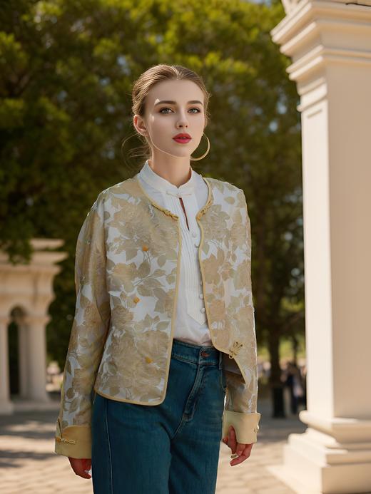 新国风不对称门襟袖拼色外套 商品图2