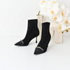 经典鲨2024年冬季款优雅尖头气质拼接水钻套脚单里短筒靴女KW198-D58221 商品缩略图3