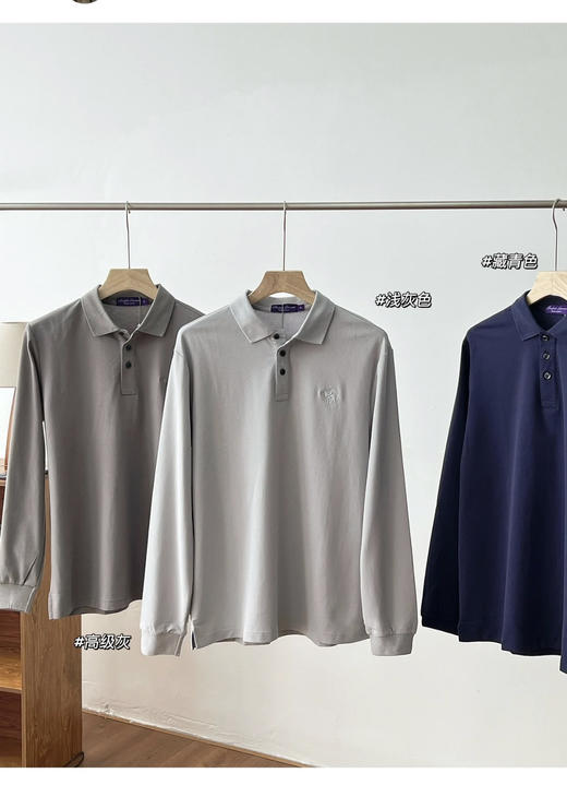 R.L 紫标同色刺绣 长袖翻领 POLO衫 CX170 商品图4