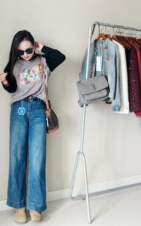 秋冬新品土耳其盐洗长绒棉洒脱酷甜直筒裤可挽边