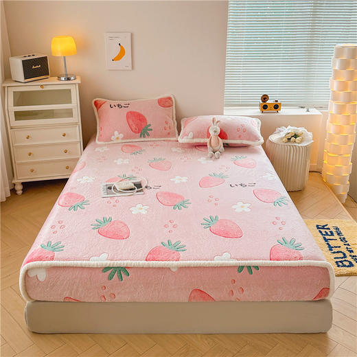 【冬日有我，暖进你的心窝窝~】双面雪花绒床笠三件套 加厚牛奶绒 单床罩席梦思保护套 宝宝绒棕垫罩-QQ 商品图7