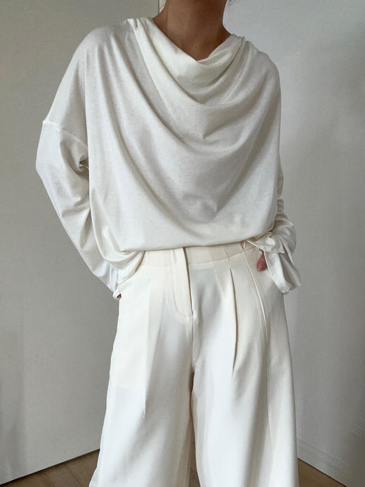 DONSEE10｜白色荡领天丝羊毛长袖 DS10SS2423 商品图5