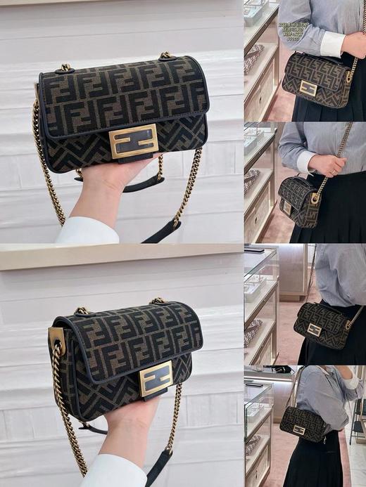 芬迪链条款老花fend1iconicbaguette中号链条手袋复古金属件可手拿/斜挎（CB） 商品图5