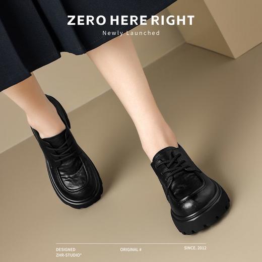 ZHR则则日系复古小皮鞋2024新款厚底单鞋英伦系带乐福鞋百搭女鞋 商品图5
