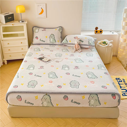 【冬日有我，暖进你的心窝窝~】双面雪花绒床笠三件套 加厚牛奶绒 单床罩席梦思保护套 宝宝绒棕垫罩-QQ 商品图8