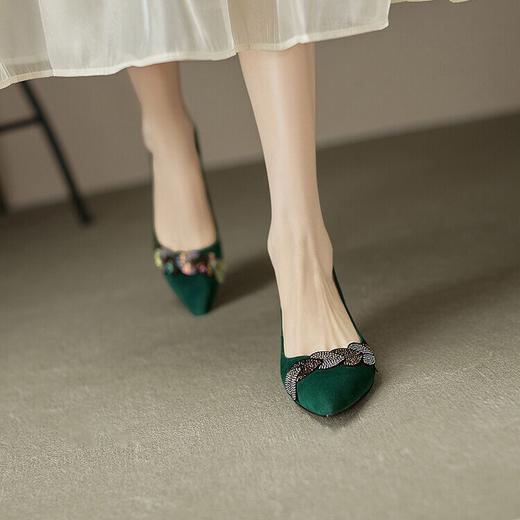 【预售5天】春秋低跟鞋水钻女士鞋子舒适尖头浅口女鞋NDXC&15082 商品图0