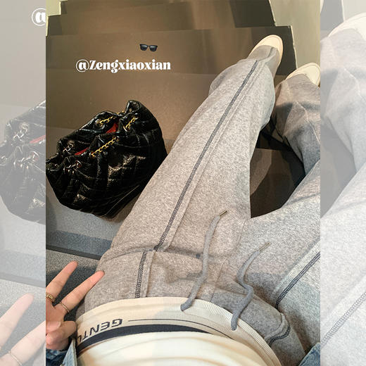 <曾小咸推荐>设计感美式灰色休闲裤女秋新品小个子百搭遮胯显瘦直筒裤 商品图2