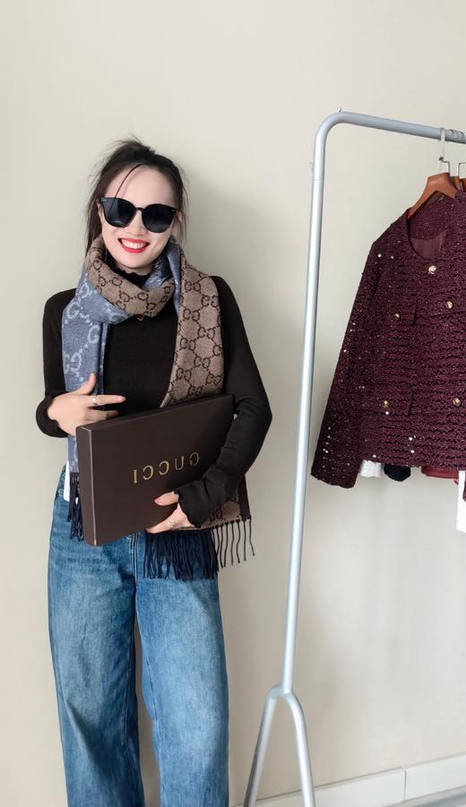 G家牛仔色双面羊绒羊毛围巾盒装 商品图0