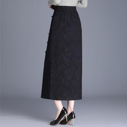 2024年秋款长款提花修身时尚国风半身裙高腰通勤洋气时髦直筒裙 商品图3