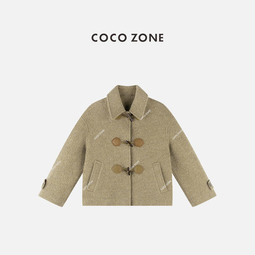 COCO ZONE 100绵羊毛高级感牛角扣polo领呢子外套CC2C1988 商品图0