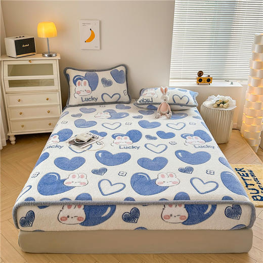 【冬日有我，暖进你的心窝窝~】双面雪花绒床笠三件套 加厚牛奶绒 单床罩席梦思保护套 宝宝绒棕垫罩-QQ 商品图5