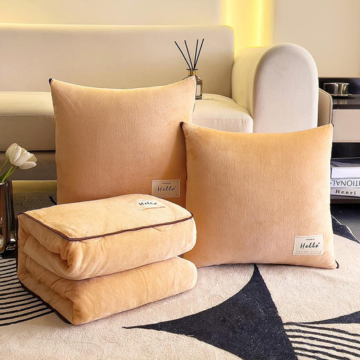 冬季加绒加厚【全绒水晶绒抱枕被抱枕二合一】卧室车载靠垫 办公室午睡毛毯 商品图10