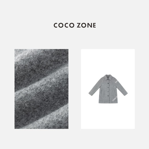 COCO ZONE 高级感中长款毛呢外套气质翻领上衣CC2C2083 商品图2