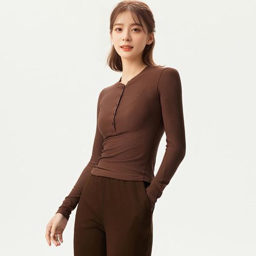 哈瓦塔秋冬（纽扣）瑜伽高弹运动长袖衫H340149 商品图6