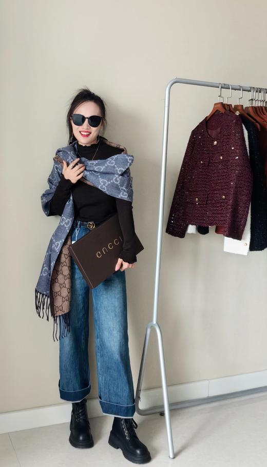 G家牛仔色双面羊绒羊毛围巾盒装 商品图1