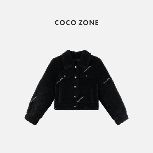 COCO ZONE 100绵羊毛高级感气质翻领保暖外套CC2C2050 商品图0