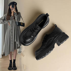 ZHR则则日系复古小皮鞋2024新款厚底单鞋英伦系带乐福鞋百搭女鞋