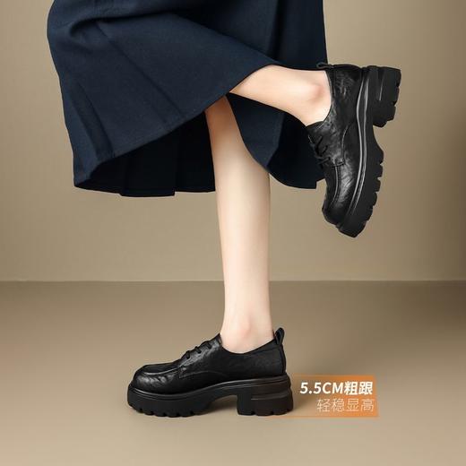 ZHR则则日系复古小皮鞋2024新款厚底单鞋英伦系带乐福鞋百搭女鞋 商品图3