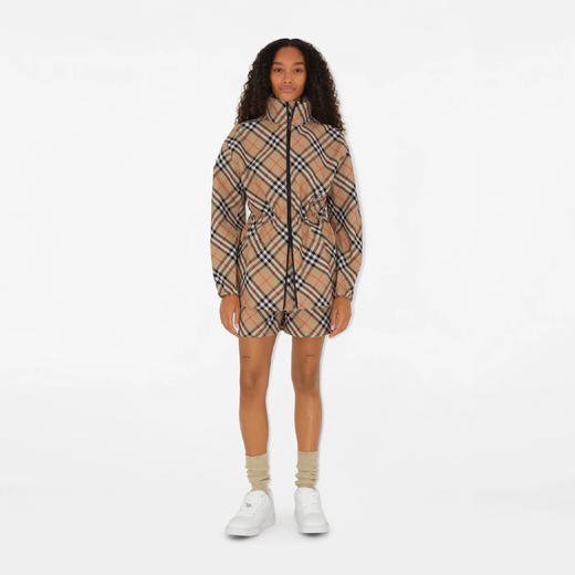 【二】BURBERRY 巴宝莉 女士马术骑士徽标贴花格纹夹克外套 格子 8087231 B9368 商品图1