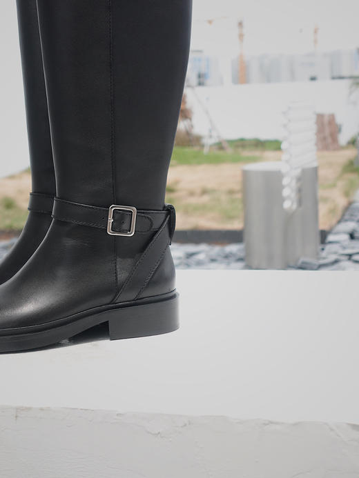 BIUCILI 「方圆」热巴同款 原创不过膝内拉链显瘦骑士长靴女 商品图3