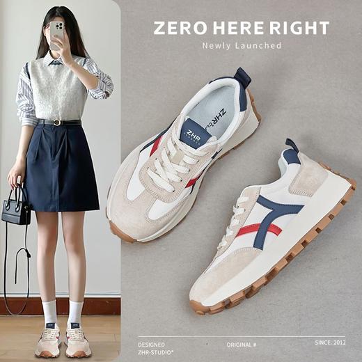 ZHR则则真皮阿甘鞋厚底增高老爹鞋2024新款软底防滑运动休闲女鞋 商品图2