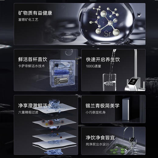 卡萨帝（Casarte）净水器家用净水机 富锶鲜活水矿泉水1000G大通量纯净双出水 CRO1000-DFACU1 商品图2