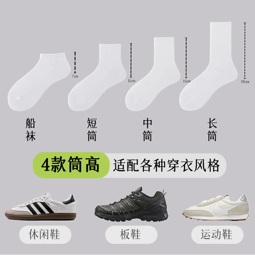 【新品】袜子男纯棉黑白 减震运动袜吸汗 毛巾底加厚 跑步短袜 毛圈袜中筒 商品图1