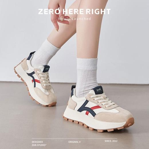 ZHR则则真皮阿甘鞋厚底增高老爹鞋2024新款软底防滑运动休闲女鞋 商品图1