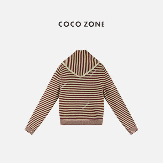 COCO ZONE 秋季条纹单排扣针织衫圆领长袖上衣CC1C2081 商品图3