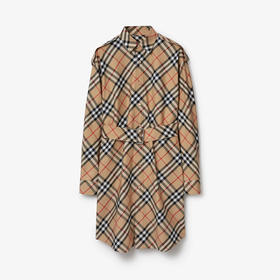 【二】BURBERRY 巴宝莉 女士 Vintage 格纹棉质衬衫式连衣裙 格子 8086610 B9368