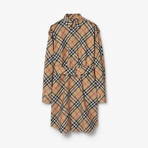 【二】BURBERRY 巴宝莉 女士 Vintage 格纹棉质衬衫式连衣裙 格子 8086610 B9368 商品图0