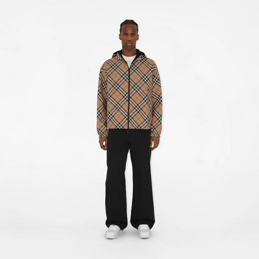 BURBERRY 巴宝莉 男士马术骑士徽标贴花双面格纹夹克连帽外套 格子 8087219 B9368 商品图1