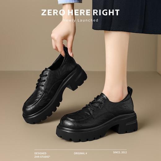 ZHR则则日系复古小皮鞋2024新款厚底单鞋英伦系带乐福鞋百搭女鞋 商品图6